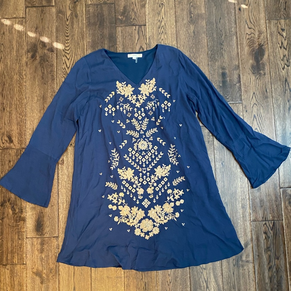 Embroidered Bell Sleeve Dress